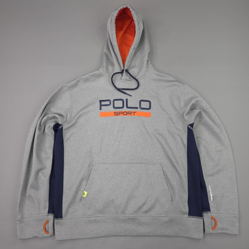 Polo by Ralph Lauren Gray Hoodie with Navy & Orange Accents